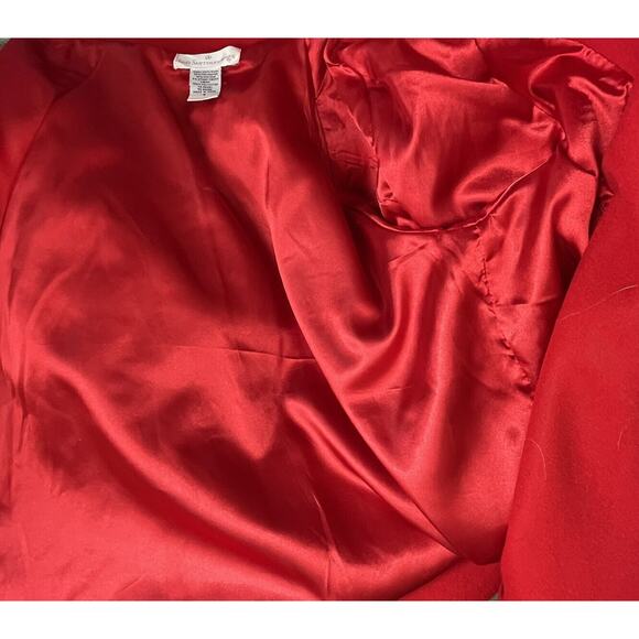 Soft Surroundings Size Small Coat Wool Blend Jacket Zip Front Moto Pockets Red - Picture 7 of 9